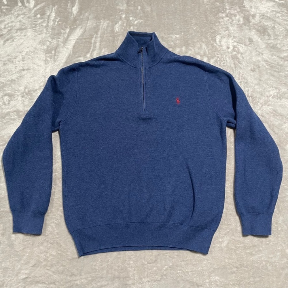 Polo Ralph Lauren Sweater Mens XL Blue Half Zip Preppy Casual Pullover